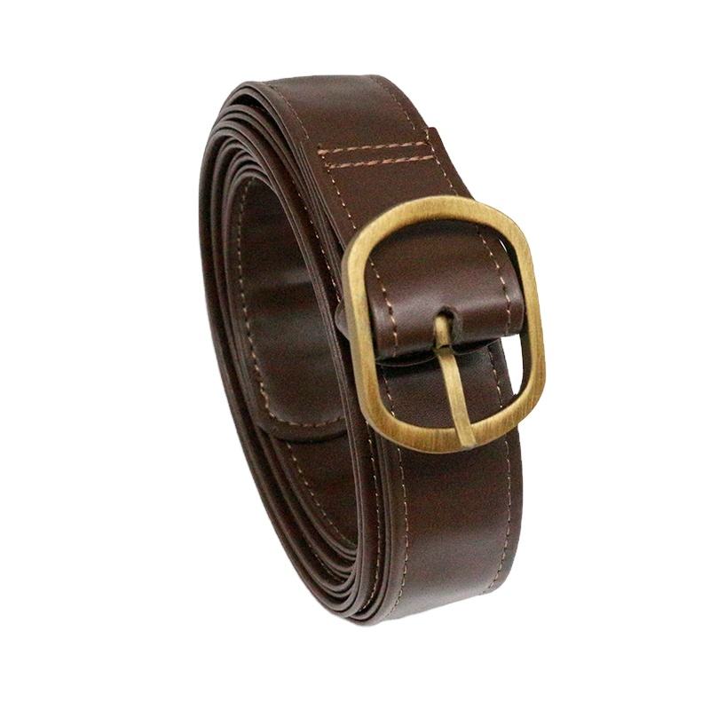 Classic single prong buckle PU leather belt with metal hook