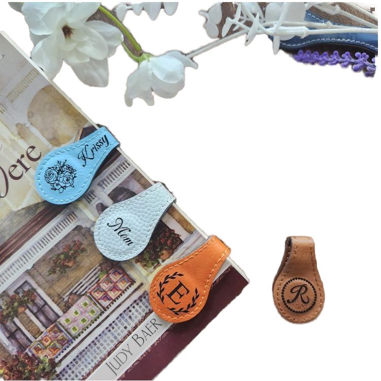 Custom PU leather folding magnetic bookmark