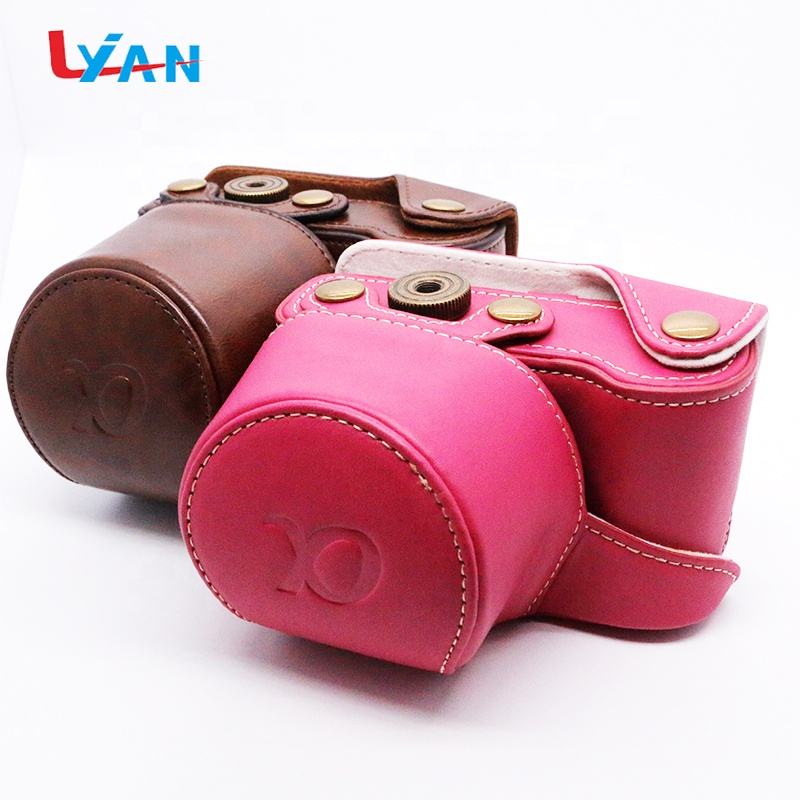 Luxury handmade brown PU leather saddle camera bag