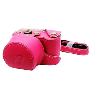 Brown luxury PU leather travel camera bag
