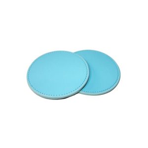 Best price custom logo round leather cup coaster