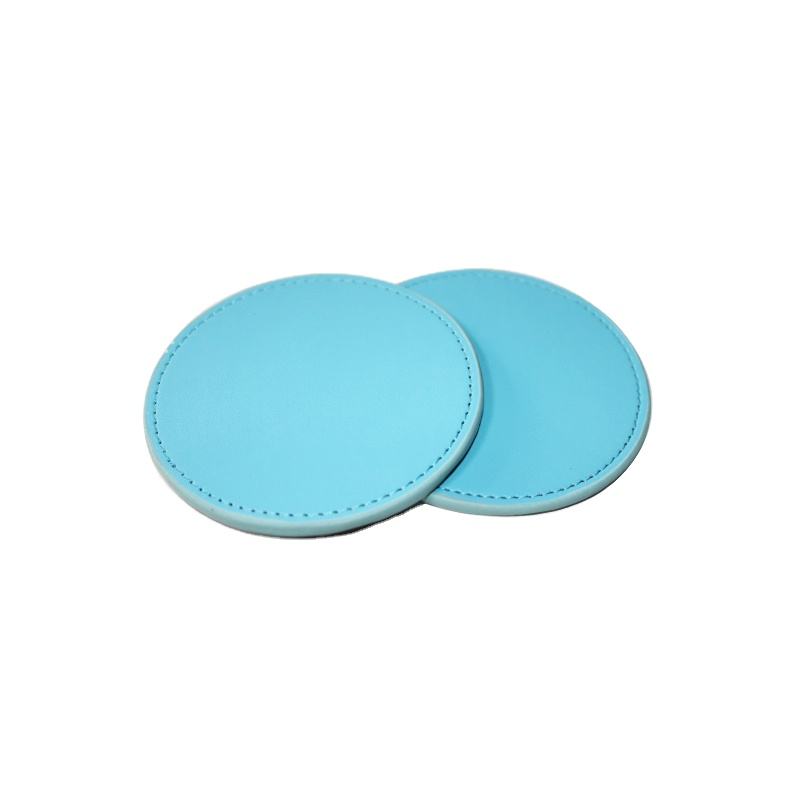 Best price custom logo round leather cup coaster