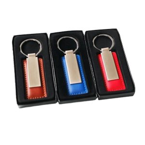 Custom personalized genuine leather and zinc alloy keychain clip