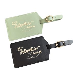 Customized gold foil PU leather luggage name tag