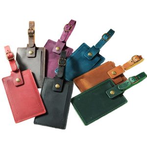Crazy horse leather luggage tag luxury portable