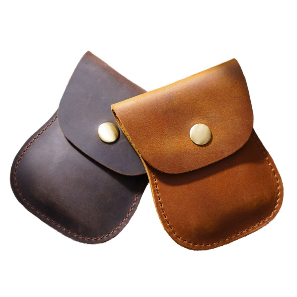 Handmade crazy horse full grain leather cardholder coin wallet