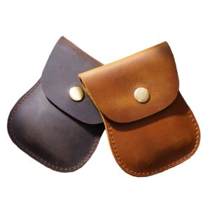 Handmade crazy horse full grain leather cardholder coin wallet
